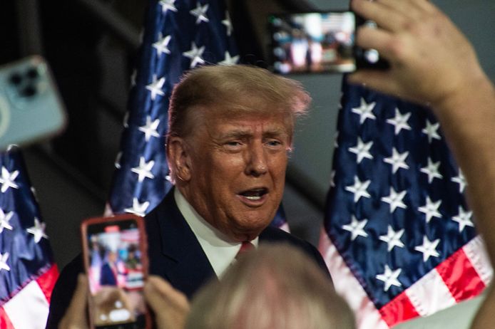 Trump was now in Michigan, where he criticized current President Joe Biden.