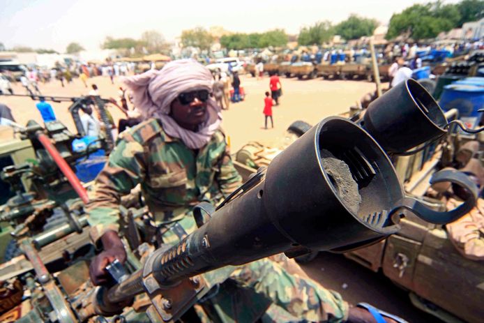 Militairen in de regio van Darfoer, waar de oorlog in 2003 van start ging.