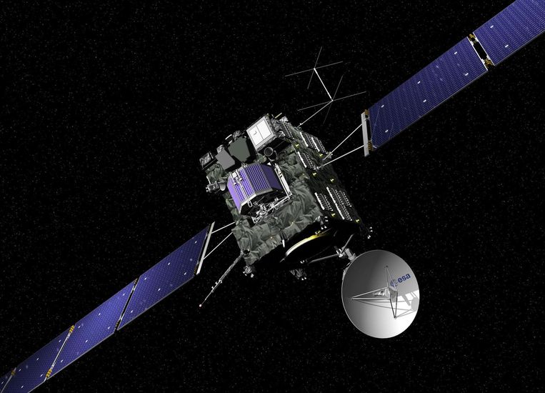 Rosetta en Philae, voordat de lander werd gelanceerd. Beeld afp