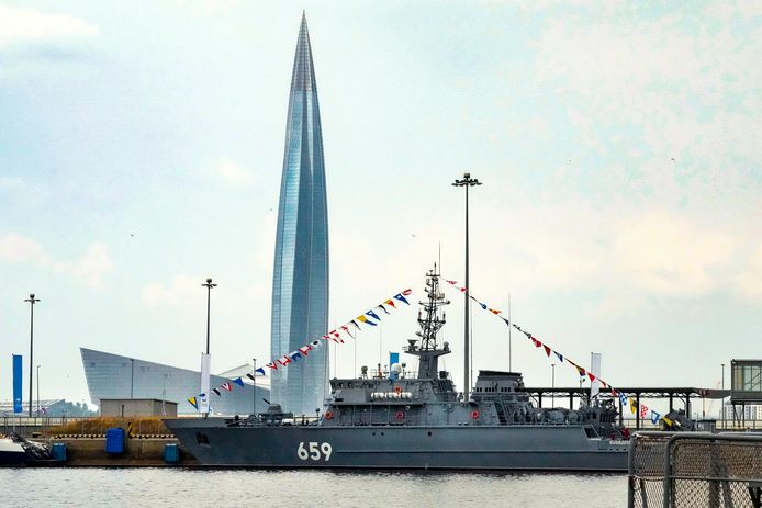 Het hoofdkwartier van het Russische gasbedrijf Gazprom in Sint-Petersburg.