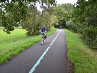 Appelblauwzeegroene strook ‘verlicht’ fiets- en wandelpad