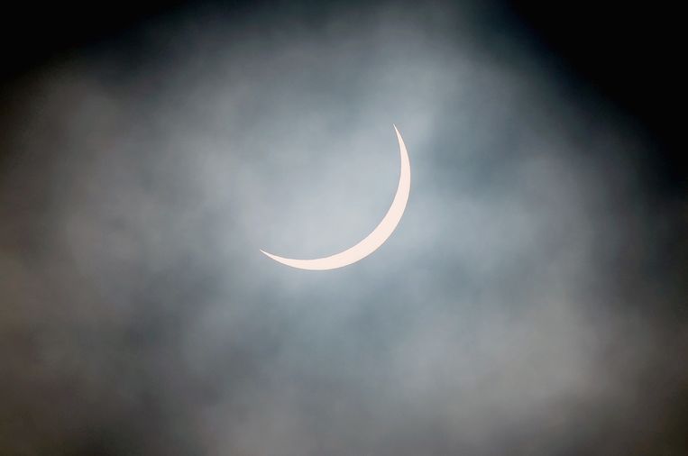 De eclips vanuit Glasgow in Schotland. Beeld getty