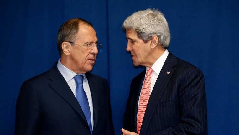 Sergei Lavrov John Kerry op 6 maart jongstleden. Beeld REUTERS