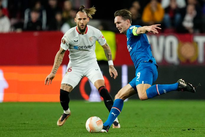 Luuk de Jong tijdens het duel met Sevilla