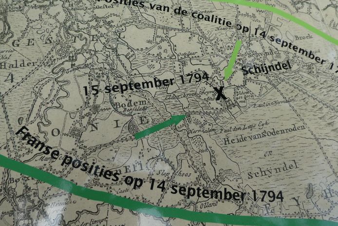 De kaart waar het zich afspeelde in 1794.