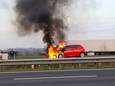 De automobilist wist zijn wagen tijdig te verlaten.
