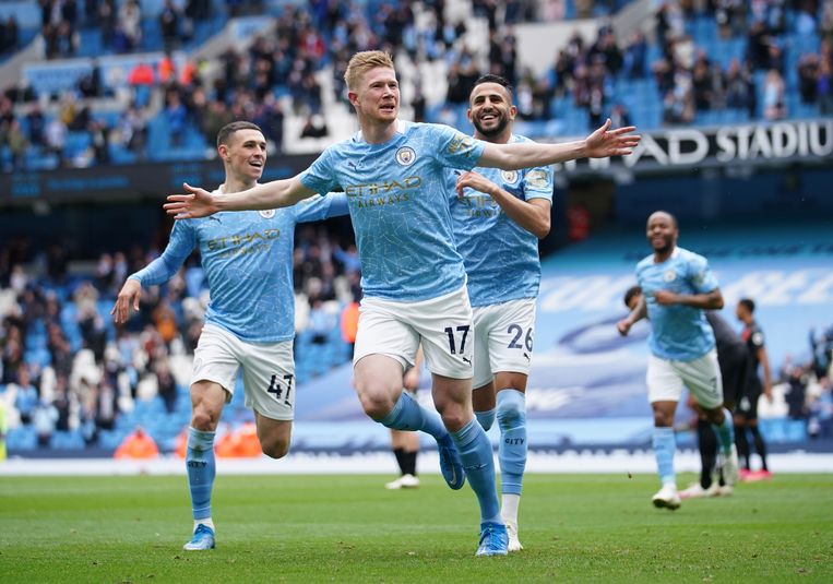 Kevin De Bruyne opnieuw aan het feest over het Kanaal. Beeld EPA
