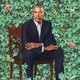 Hij oogt vermoeid en zijn omgeving is verwarrend, maar Obama's officiële portret is nu al memorabel