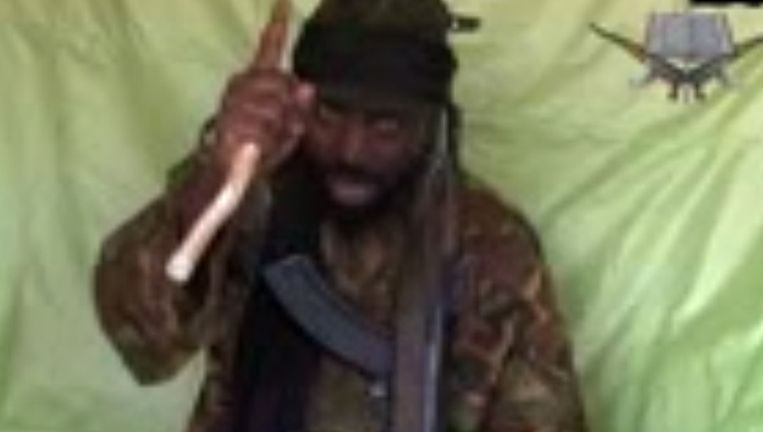 Screenshot van een video met Abubakar Shekau, de man die de leider zou zijn van Boko Haram. Beeld afp