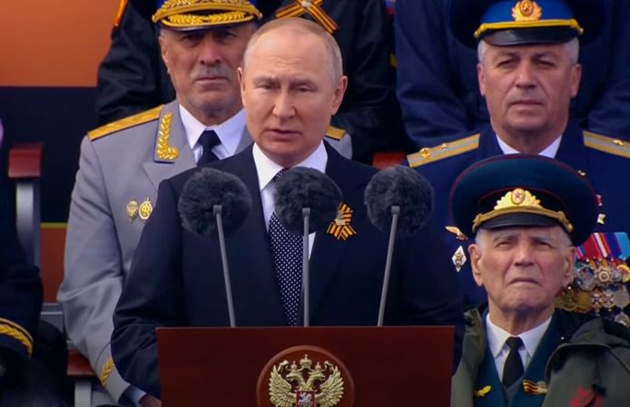 Vladimir Poetin tijdens zijn langverwachte speech.