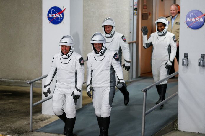 Astronauten van NASA voordat ze op missie gaan naar het International Space Station (ISS).
