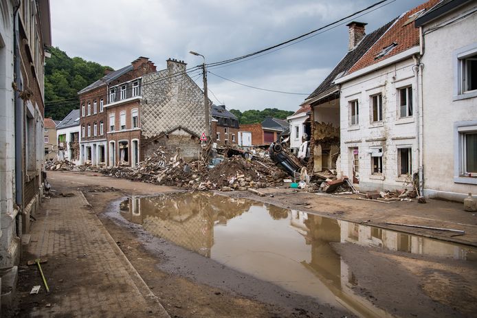 Ravage in Pepinster na de overstromingen.