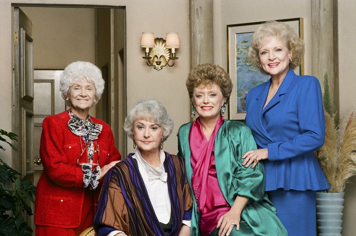 Estelle Getty, Bea Arthur, Rue McClanahan en Betty White in 'The Golden Girls'.