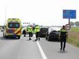 Door het ongeluk is een deel van de A1 ter hoogte van Baarn afgesloten