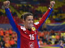 De Franse keepster heeft wat te vieren Cleopatre Darleux.