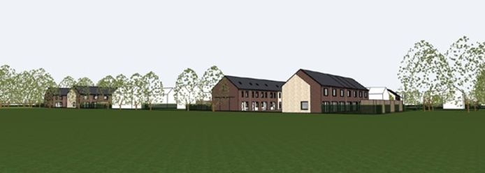 Een impressie van de huurwoningen die 'Thuis laat bouwen op De Nieuwe Erven in Veldhoven.