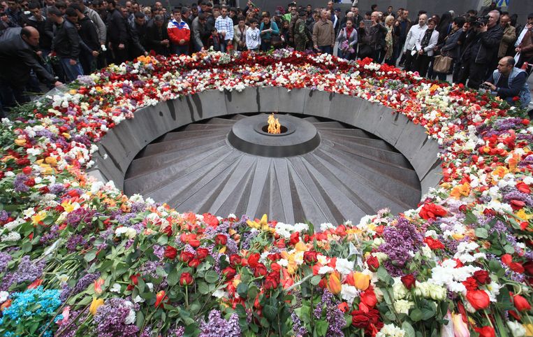 Herdenking van de Armeense genocide in Jerevan in Armenië, 24 April 2015. Beeld EPA