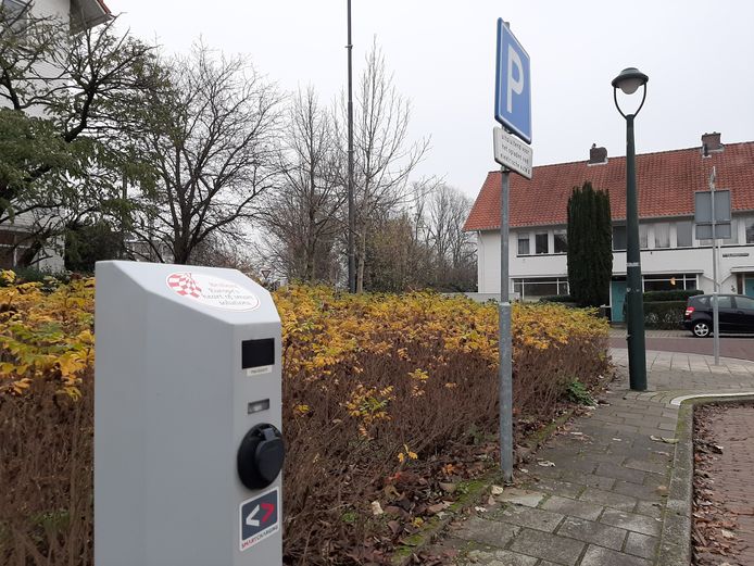 Laadpaal voor elektrische auto's in de Eindhovense Odastraat.