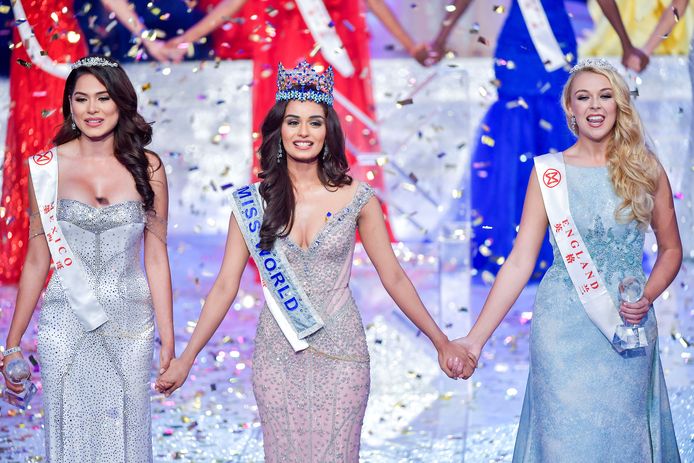 De Indiase Manushi Chhillar is winnaar geworden van de Miss World verkiezing die dit weekeinde in China werd gehouden. Foto Luo Yunfei
