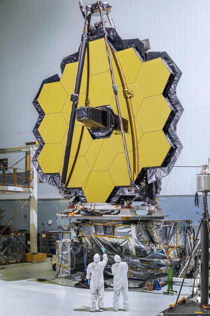 James Webb ruimtetelescoop in opbouw.