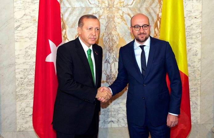 Archiefbeeld: Premier Michel tijdens een ontmoeting met de Turkse president Recep Tayyip Erdogan zo'n twee jaar geleden.