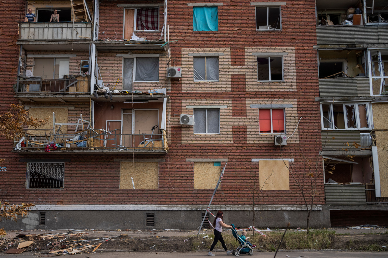 Beschadigd gebouw in Donetsk. Beeld AP