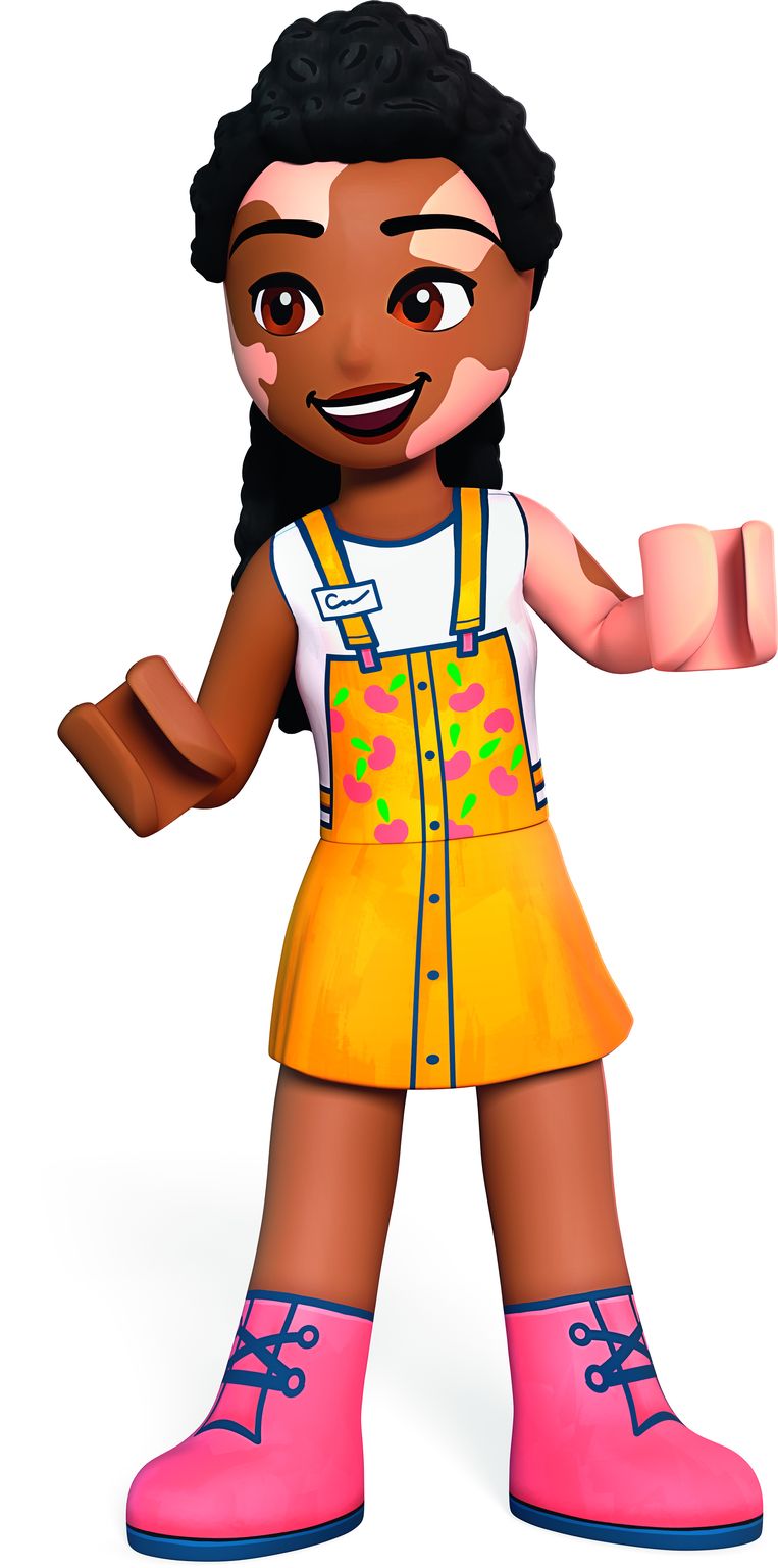 Karakter Jordin heeft de huidziekte vitiligo. Beeld Lego