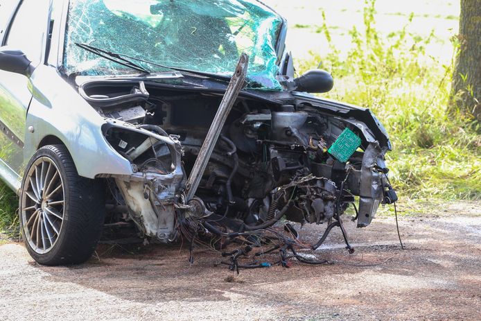 De automobilist raakte bij het ongeluk gewond.