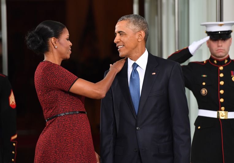 Barack Obama met zijn vrouw Michelle. Beeld Bloomberg via Getty Images