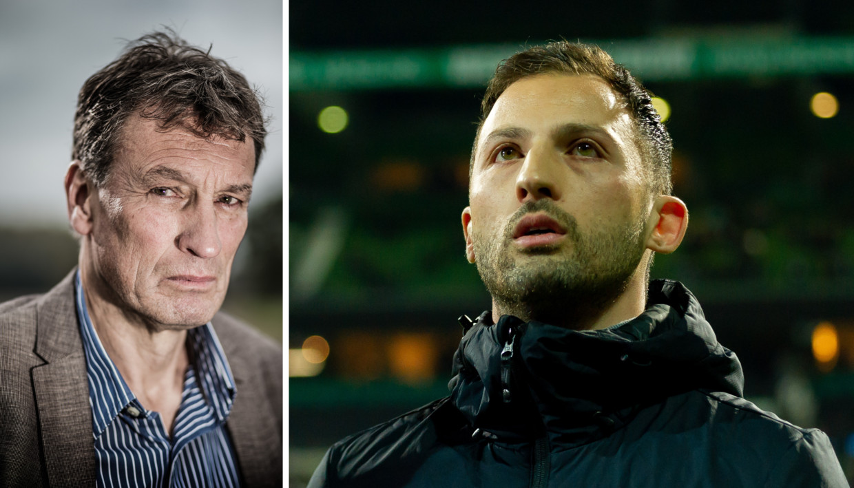 Hans Vandeweghe over Domenico Tedesco. Beeld Bob Van Mol - Getty Images