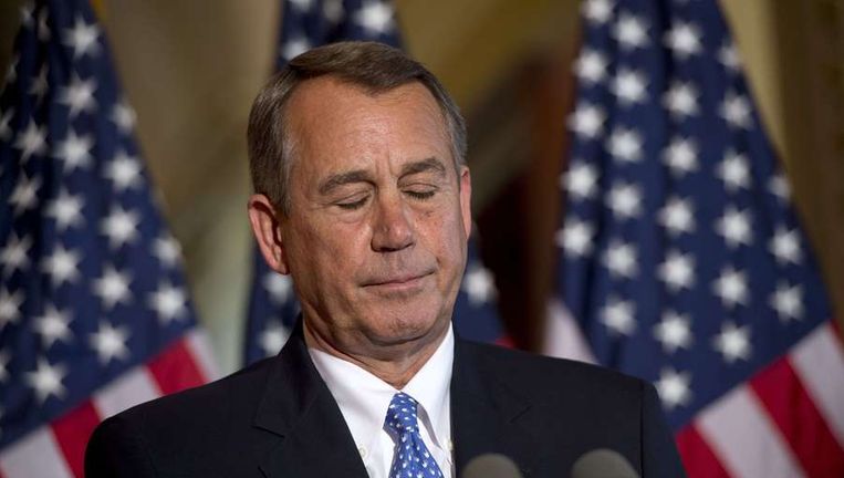 John Boehner, Republikein en voorzitter van het Huis van Afgevaardigden, afgelopen week in Washington. Beeld afp