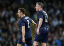Gary Neville (l) met Carragher.
