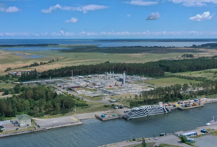 Het ontvangststation van de Russisch-Duitse gaspijpleiding Nord Stream 1 in het Duitse Lubmin.  Beeld Getty Images