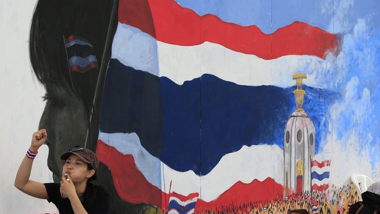 Een Thaise anti-regering demonstrant. Beeld epa