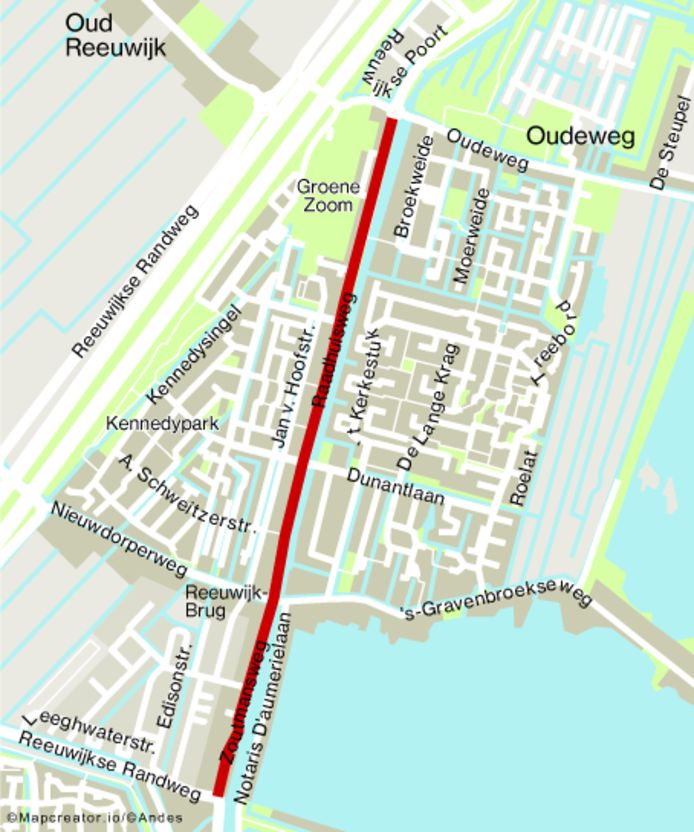 Raadhuisweg / Zoutmansweg in Reeuwijk.