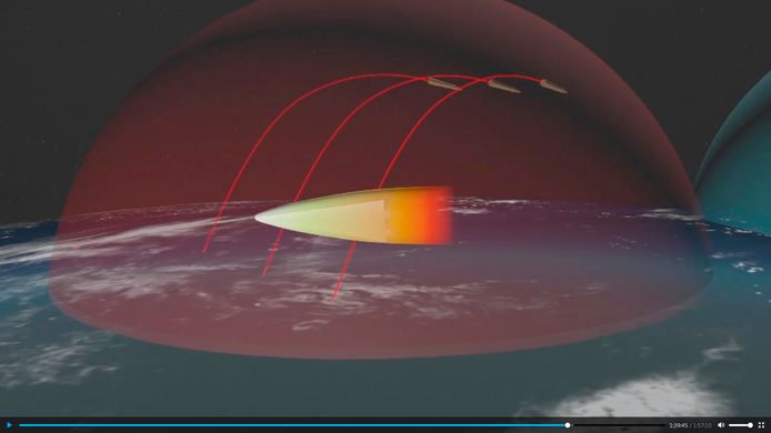 Extrait d’une vidéo de simulation d’un missile Avangard, diffusée en 2018