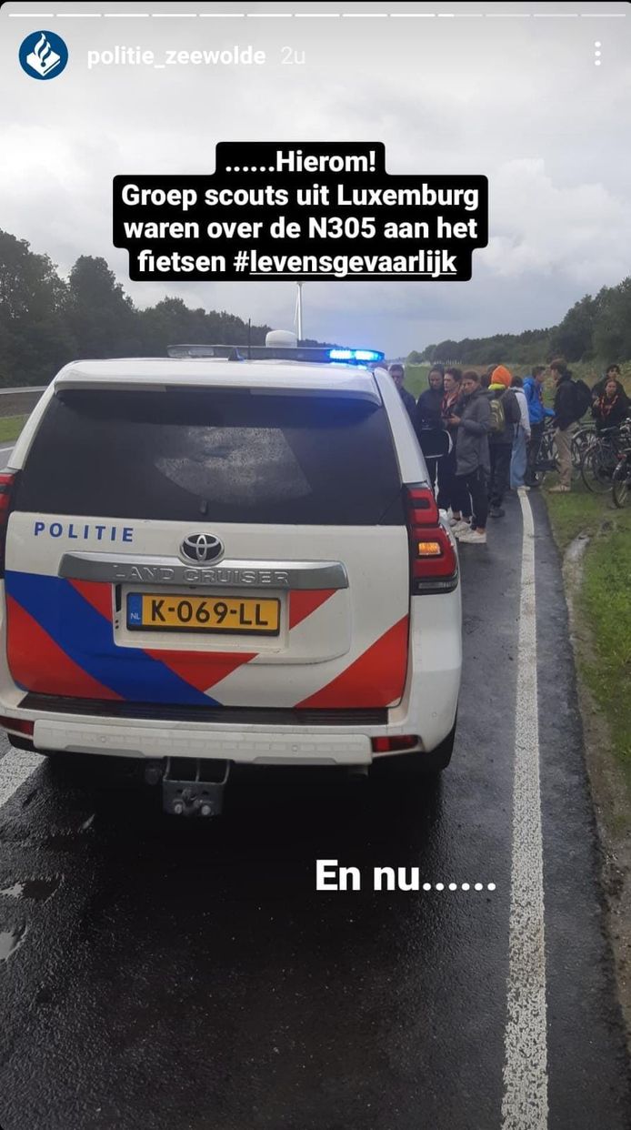Hierom scheurde de politie Zeewolde snel de N305 op: een groep Luxemburgse scouts fietste op de provinciale weg.