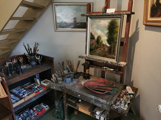 Het schilderij 'Gezicht op Schijndel' van Dorus van Oorschot uit 1939. Ook dit komt uit de collectie van Jan Geerts.