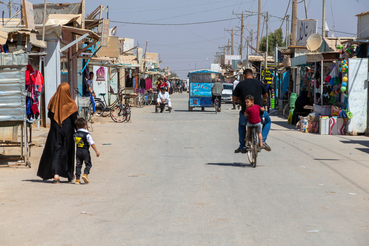 Zaatari, het grootste vluchtelingenkamp ter wereld in Jordanië. Er wonen bijna 80.000 Syrische vluchtelingen. Beeld Belga