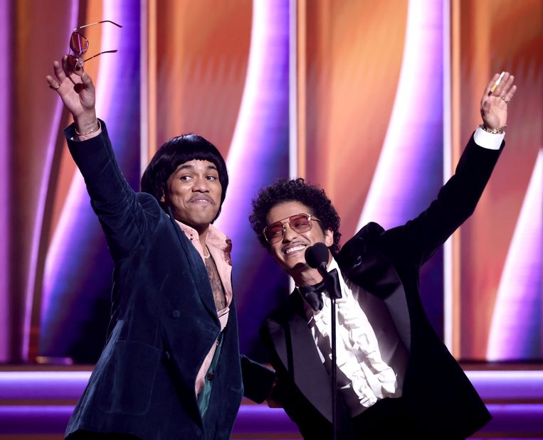Anderson .Paak en Bruno Mars, alias Silk Sonic.  Beeld Getty Images for The Recording A