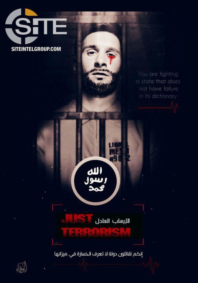 Een ziekelijke afbeelding van Messi wordt verspreid via de propagandakanalen van IS.