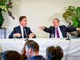 Premier Mark Rutte en staatssecretaris Hans Vijlbrief (Mijnbouw) presenteren de reactie van het kabinet op het rapport van de parlementaire enquête gaswinning Groningen.