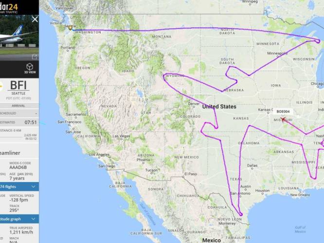17 uur gevlogen: deze piloot van Amerikaans vliegtuig ging op artistieke missie