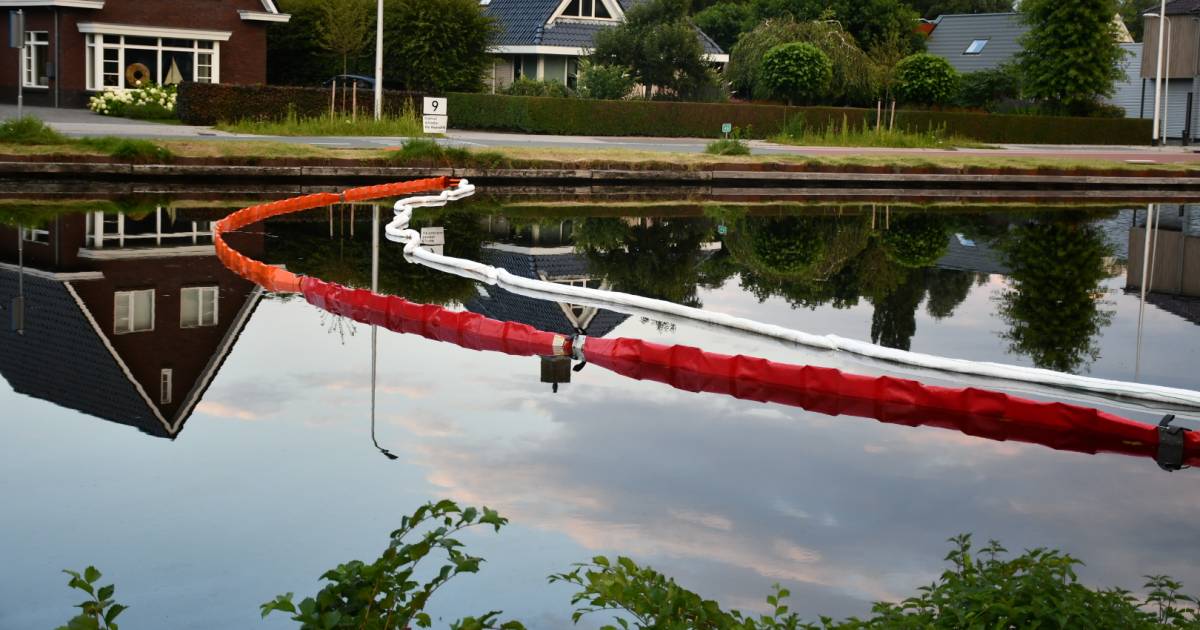 Trace of oil in the Almelo De Haandrik canal, presumably from ship |  Almelo