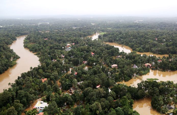 Luchtfoto van de regio in de zuidelijke staat Kerala.