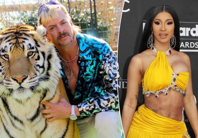 Joe Exotic (links) en Cardi B (rechts)