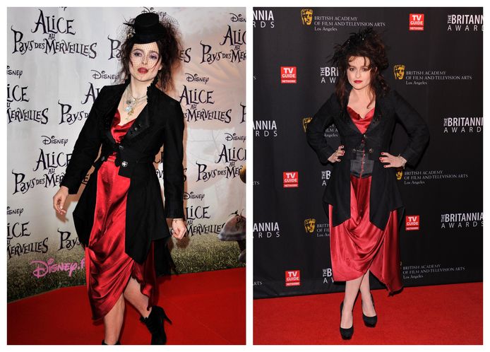 Helena Bonham Carter in 2010 (links) en 2011 (rechts).
