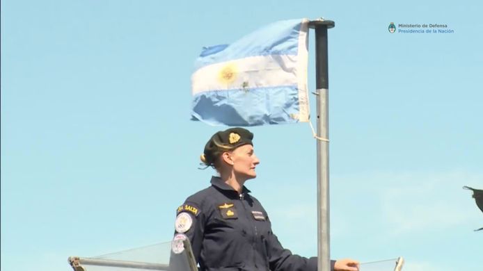 Een afbeelding die is vrijgegeven door het Argentijns ministerie van Defensie, met daarop de duikbootofficier Maria Krawczyk, op de ARA San Juan, de duikboot die is verdwenen.