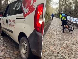 Wanneer zelfs de postbode met z'n busje niet boven geraakt: Koppenberg ligt er spekglad bij