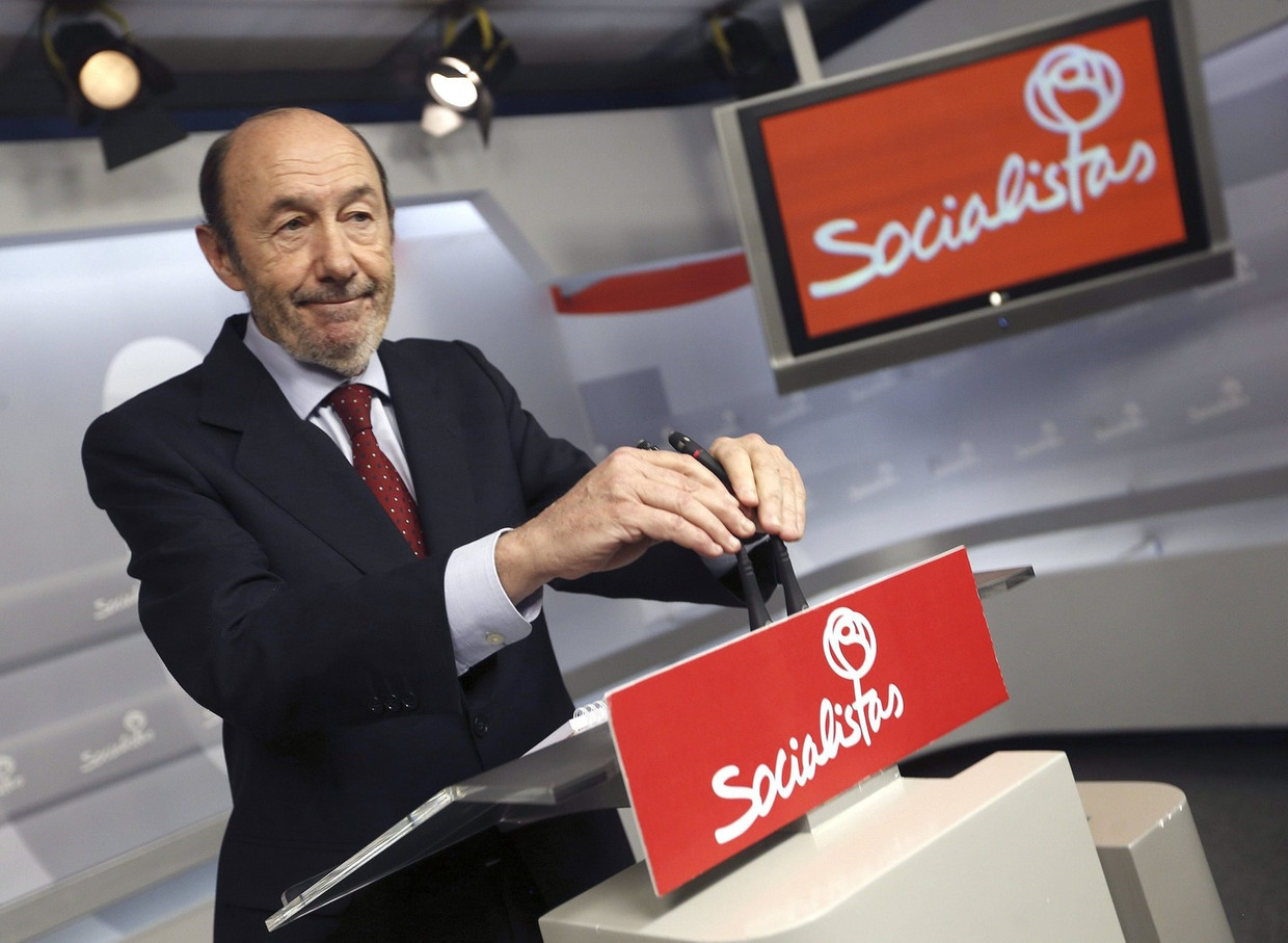 De leider van de Spaanse socialisten Alfredo Pérez Rubalcaba Beeld ANP